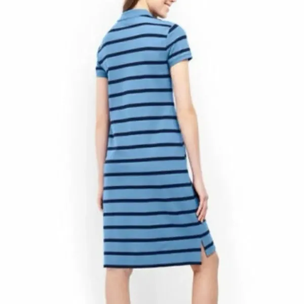 ✨Lands' End Women's Short Sleeve Polo Sz Small Blue Striped Dress✨ - Image 2