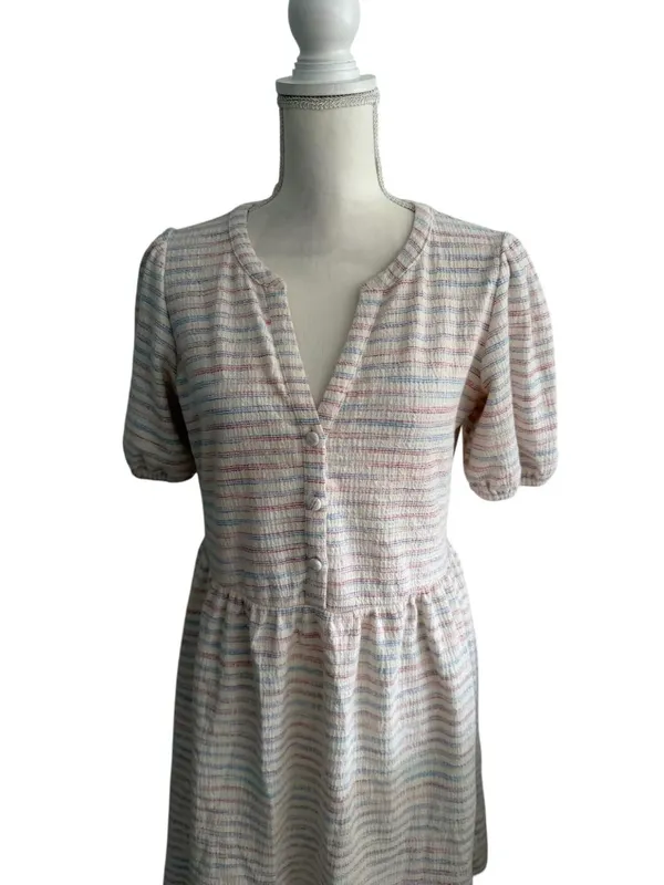 ANN TAYLOR LOFT Multicolor Striped Button Dress Size Small - Image 5