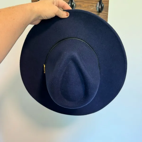 Olive & Pique Felted Wool Pinch Front Banded Rancher Hat‎ in Navy Blue One Size - Image 3