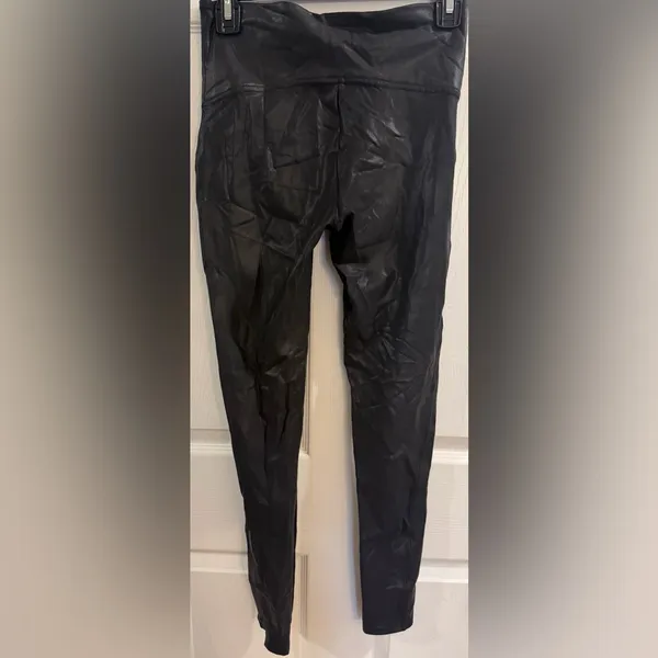 SPANX Black High-Waisted Faux Leather Leggings - Image 4