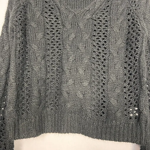 Leith Turtleneck Sweater Womens Medium Black Cut Out Long Sleeves Chunky Knit - Image 5