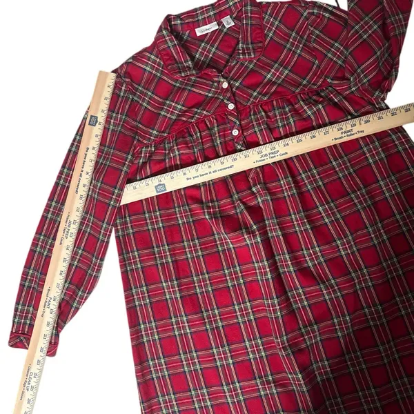 Vintage LL Bean Nightgown Medium Petite Plaid Cotton Flannel Maxi‎ Traditional - Image 7
