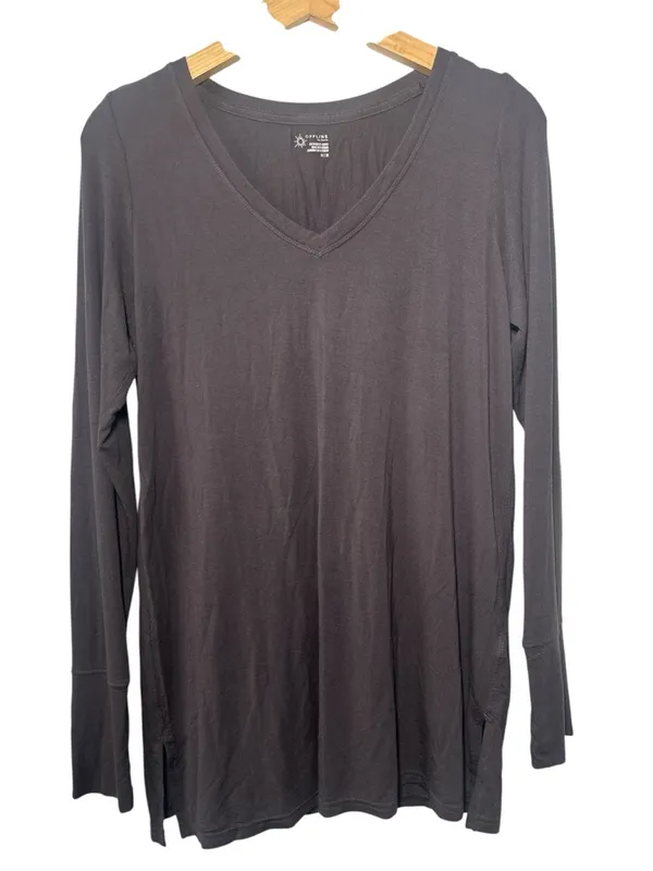 Aerie Offline Charcoal Jersey Stretch Lounge Long Sleeve Top - Image 2