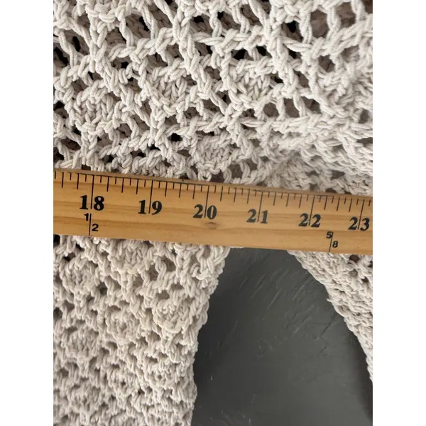 Artelier Nicole Miller Womens Cream Crochet Open Knit Sweater Small Beige Boho‎ - Image 5