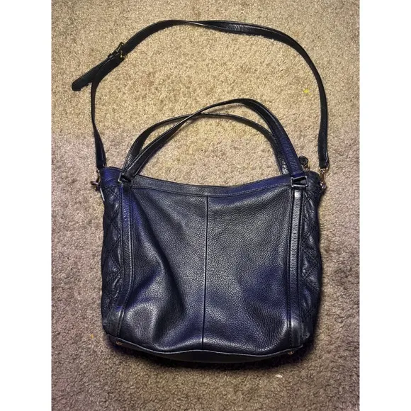 Lauren Ralph Lauren Black Pebbled Leather Hobo Bag Y2K Crossbody Shoulder Bag‎ - Image 4