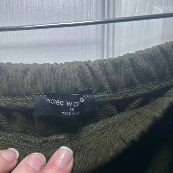 Naked Wardrobe Olive Green High Waisted Straight Leg Sweatpants XS lounge comfy - Image 4