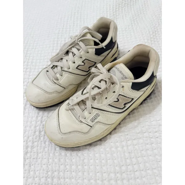 New Balance 550 Sea Salt Black Leather Sneakers Women's Size 7 - Image 3
