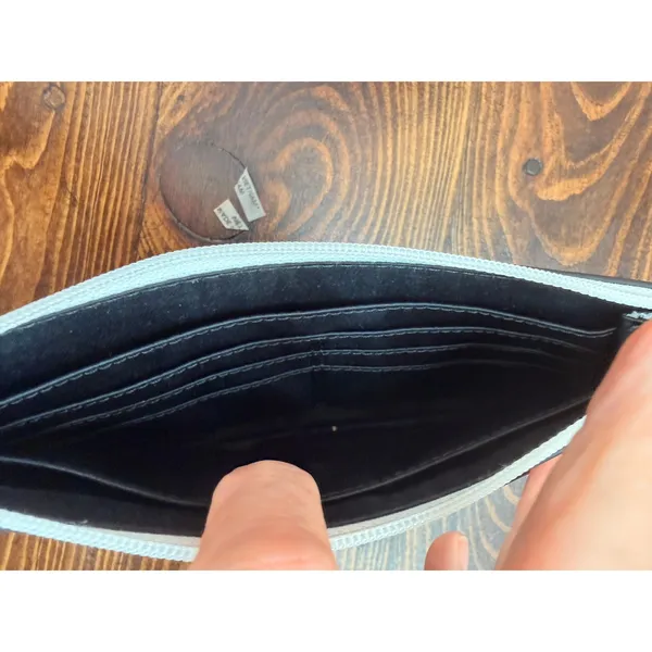 Coach Womens Wristlet Small Black White Leather Ombre Gradient Zip Pouch - Image 5
