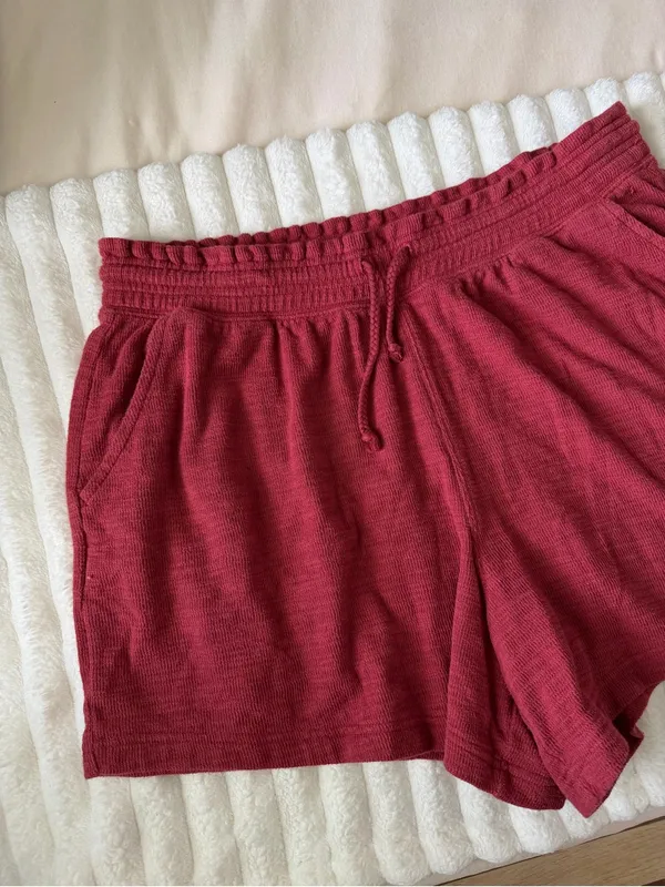Aerie Women’s Casual Drawstring Knit Shorts - Burgundy - Image 2
