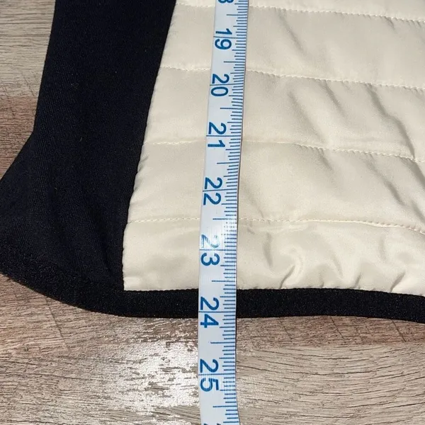 L-RL‎ Ralph Lauren Active Womens Quilted Front Zip Up Jacket Black Cream Medium - Image 8