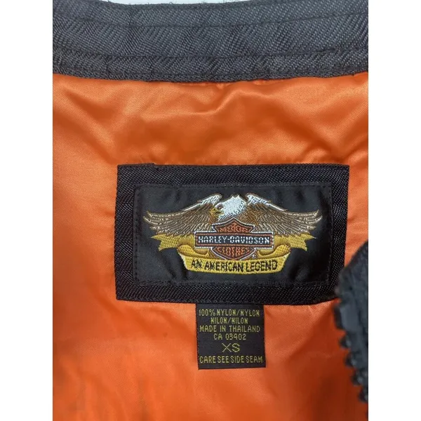 *Harley Davidson Womens Vest Size XS Black Racing Zip Motorcycle Biker Nylon - Image 8