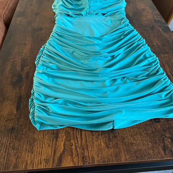 Turquoise blue/green ruched dress Blue - Image 7