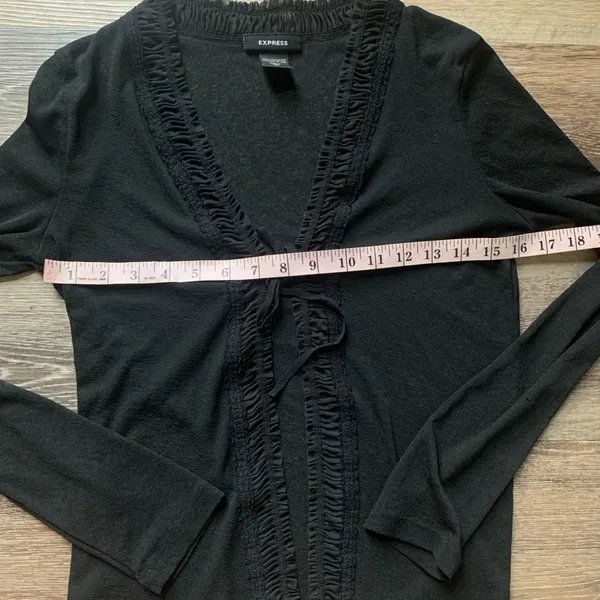 Express Black Ruffled Cardigan M - Image 6