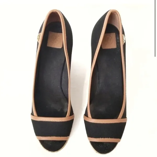 Tory Burch‎ Majorca Espadrilles Peep Toe Wedge- Size 8.5 - Image 2