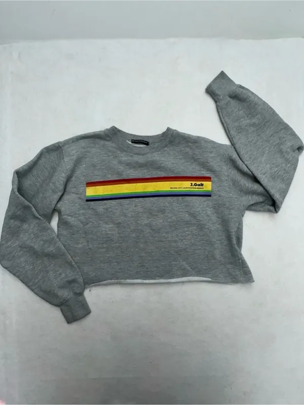 Brandy Melville John Galt Crop Sweatshirt Pacific City Rainbow One Size Beach - Image 6