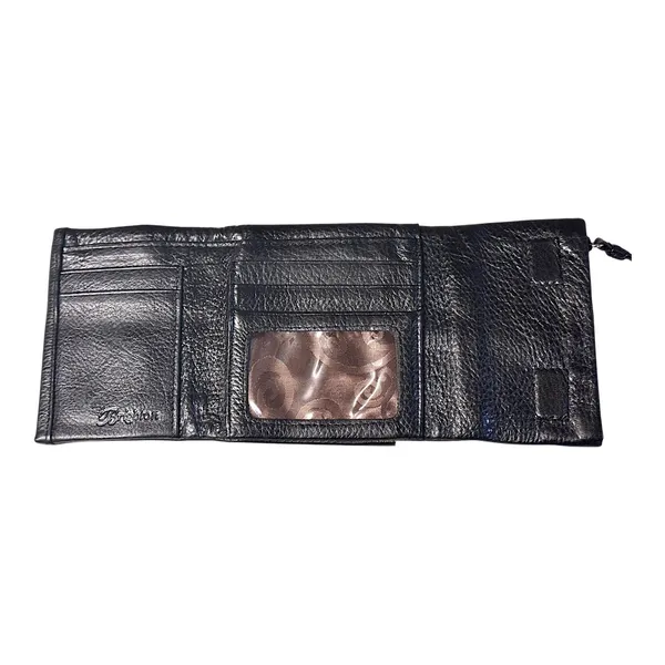 Brighton Late 90’s Black Trifold Shimmer Nolita Wallet w/Silver Scroll Buttons - Image 3