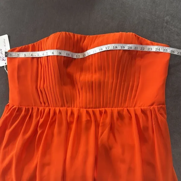 Women’s Orange Short Chiffon Formal Dress Strapless Zip Back Size XXXL NWT - Image 5
