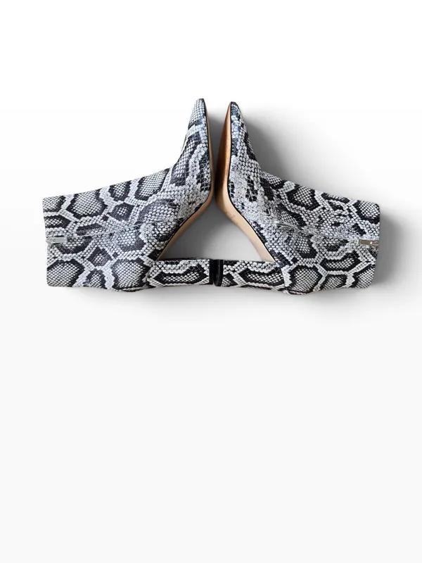 Marc Fisher Snake-Print Pointed Toe Women's Ankle Boots - Black & White - Image 6