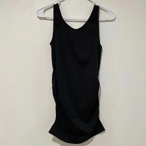 Motherhood Maternity Black Ruched Tank Top Size S/M Stretch Nylon Spandex - Image 2
