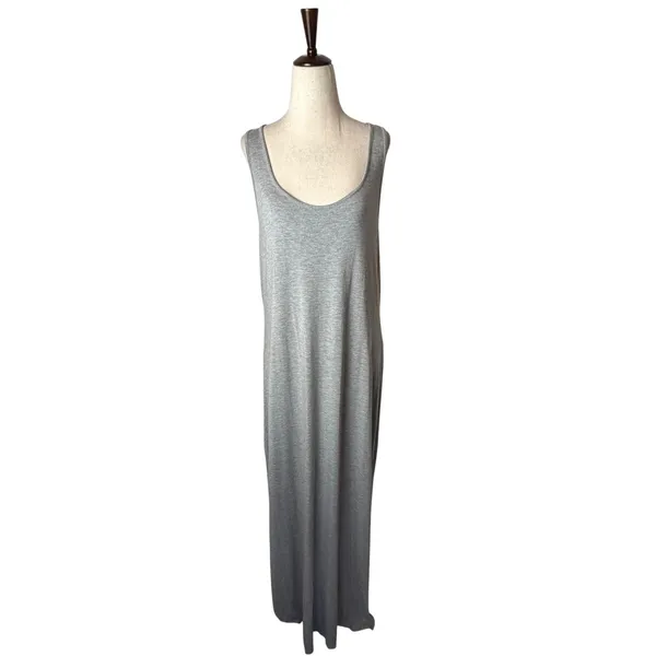 Fabletics Lliana Maxi Dress Women XXL Gray Racerback Side Slit‎ Athleisure Yoga - Image 2