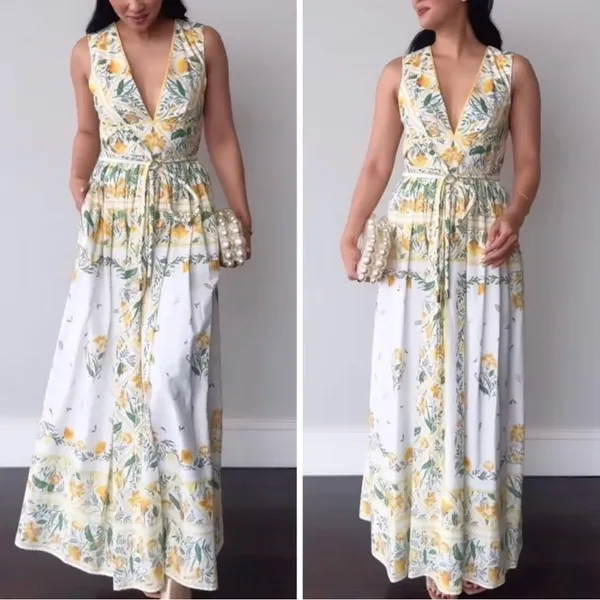 NEW Antonio Melani x Style by Simkins Hannah Poplin V-Neck Belted Maxi Dress ~ 8 - Image 2