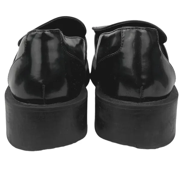 Zara Black Patent Leather Square Toe Chunky Platform Loafer Shoes Sz EU 39 US 8 - Image 3