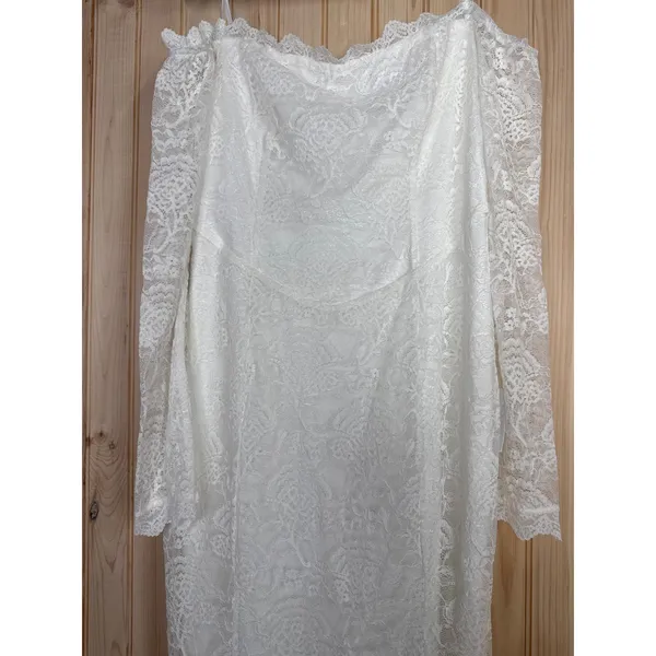 NWT Lulus Beloved Promise White Lace Off Shoulder Mermaid Maxi Dress Bridal XL - Image 8