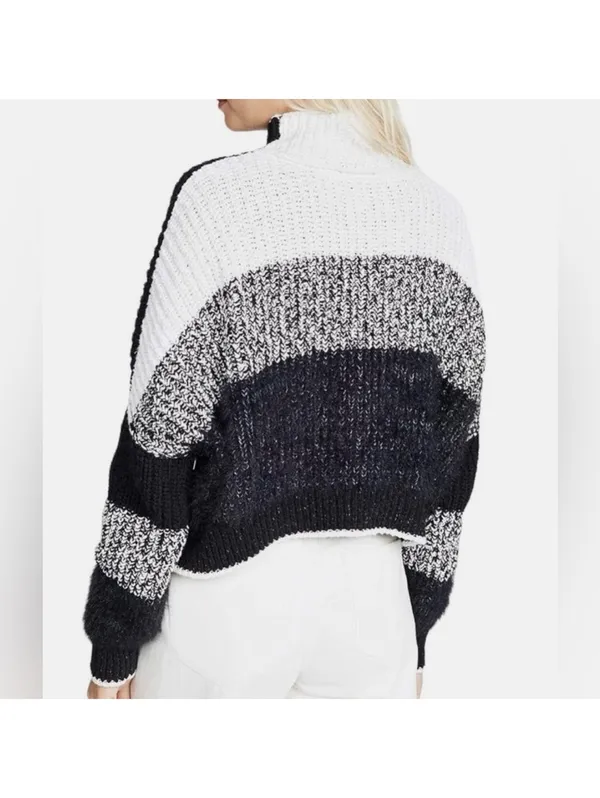 Free People Sunbrite Colorblocked whimsigoth Fuzzy Cropped Mockneck small - Image 4
