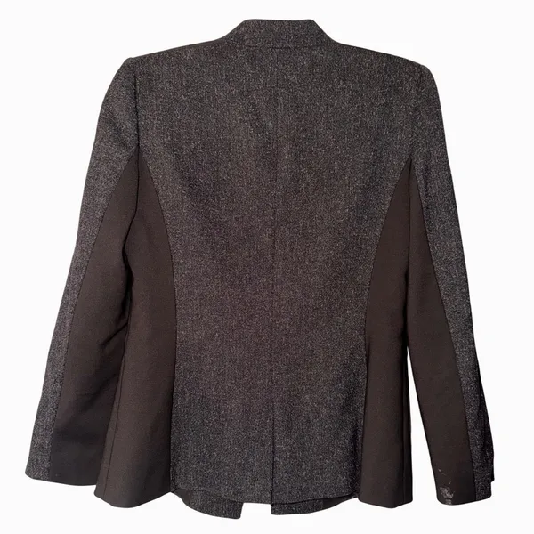 Antonio Melani Womens Brown Mixed Media Textured Single‎ Button Blazer Jacket 6 - Image 2