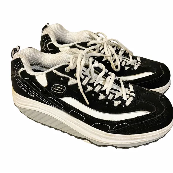 Skechers Size 9 Fitness Shapeups Y2K Black White Womens Sneakers‎ - Image 4