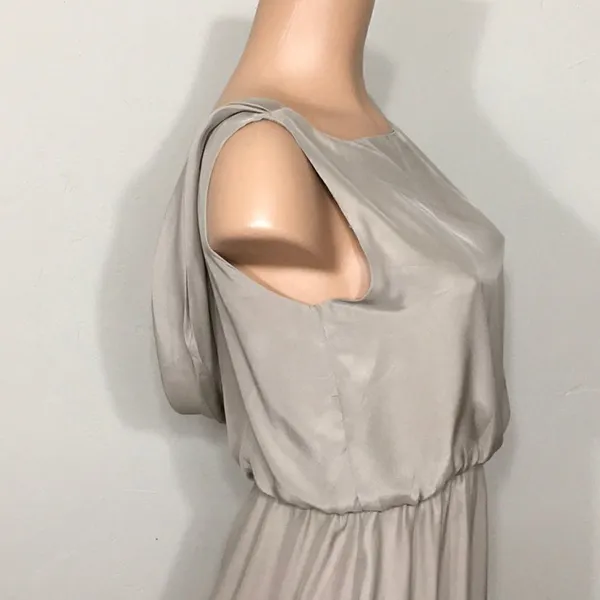 Natalie Deayala drape back silk column dress. NWT Tan - Image 11