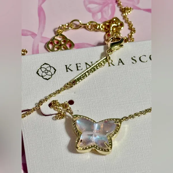 Kendra Scott Lillia Butterfly Gold Stud and Necklace Earrings In Dichroic Glass - Image 5