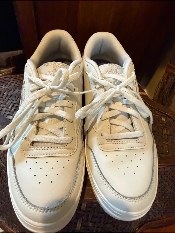 Reebok Cream Sneakers with Black & Cream Leopard Trim - Image 3