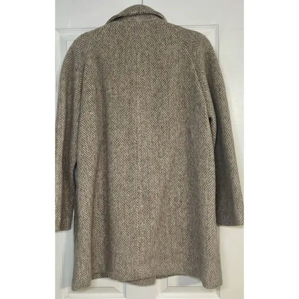 Vintage 70s Wool Herringbone Coat Jacket Chevron Tweed ILGWU Union Made USA M - Image 6