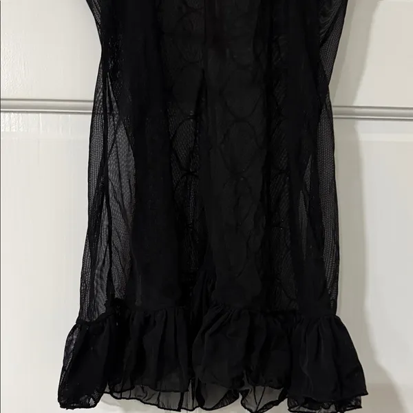 Native Intimates Babydoll Teddy 36B Medium Black Red Lace Sheer Rhinestones - Image 10