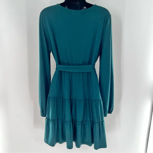 Leadingstar Chic Deep Green Long Sleeve Mock Wrap Dress w/Matching Belt-Size L - Image 5