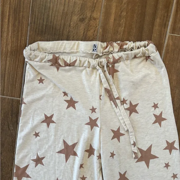 ASOS‎ DESIGN Tall Star Print Pajama Pants Cream Brown Wide Leg Lounge US 12 - Image 4