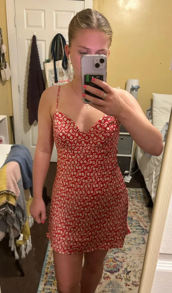 Free People Red Slip Dress - Image 5