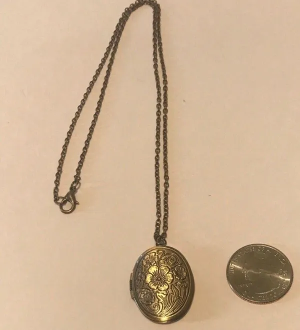 Antiqued bronze photo locket necklace. New - Image 6