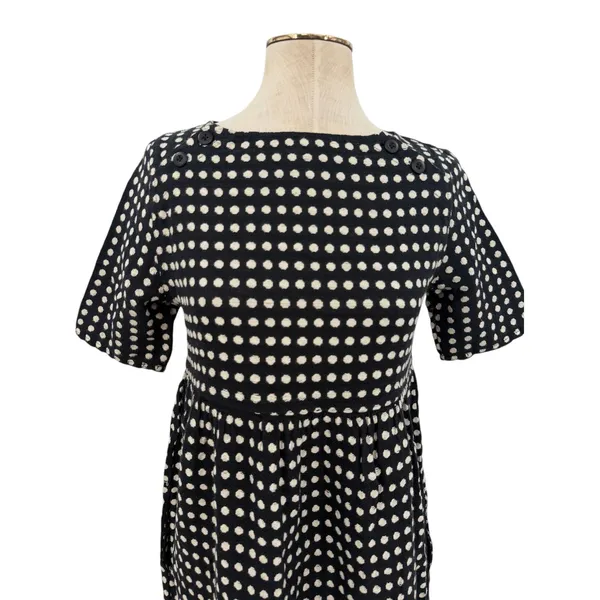 Ace & Jig Polka Dot Linen Cotton Babydoll Mini Dress Black Cream Size Small - Image 2