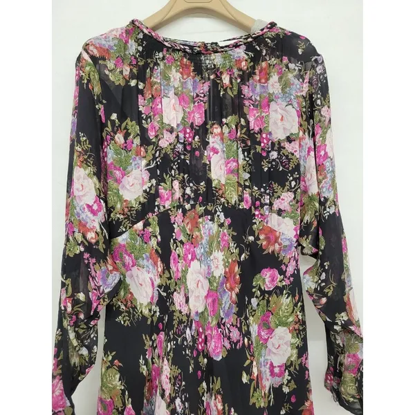 Rent the runway black/pink floral sz 2 long sleeve love shack daya dress maxi - Image 6