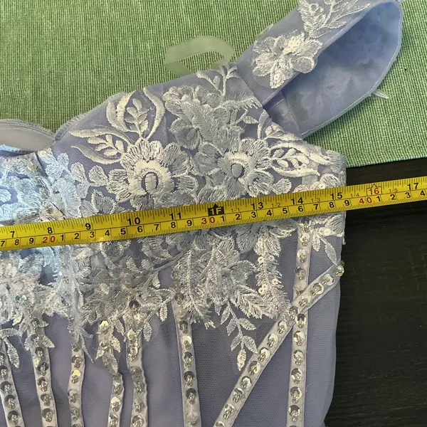 Lavender Lace Corset Formal Gown Off Shoulder Satin Dress - Image 10
