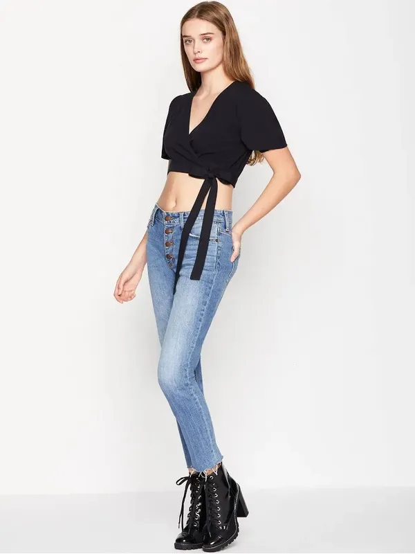 BCBGeneration Short Sleeve Wrap Crop Top –‎ Size Large (NWT) - Image 2