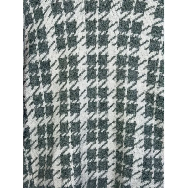Abercrombie & Fitch Gray White Wool Houndstooth Long Sleeve Crew Sweater Size M - Image 5