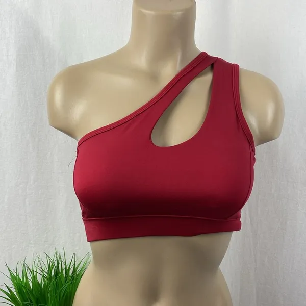 Savvi Red 1 Shoulder Cropped Athletic Sport Top NEW S - Image 2