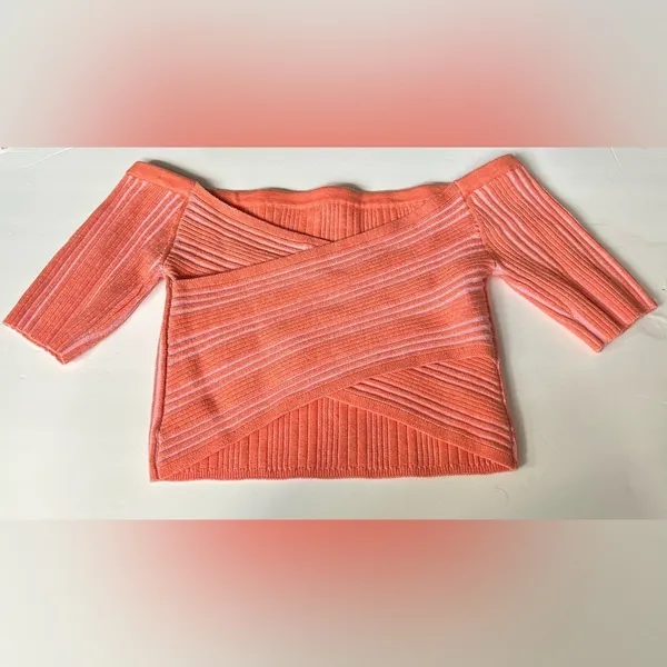 Aerie Reversible Sweater Cropped Top Picante Orange & Pink Soft Size Medium - Image 3