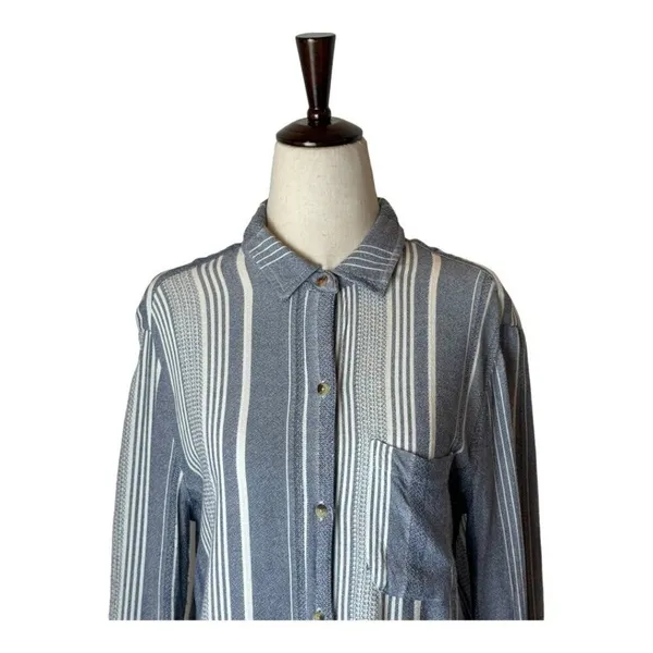 Anthropologie Maeve Shirt Women‎ Small Blue Chatham Striped Button Down Blouse - Image 5
