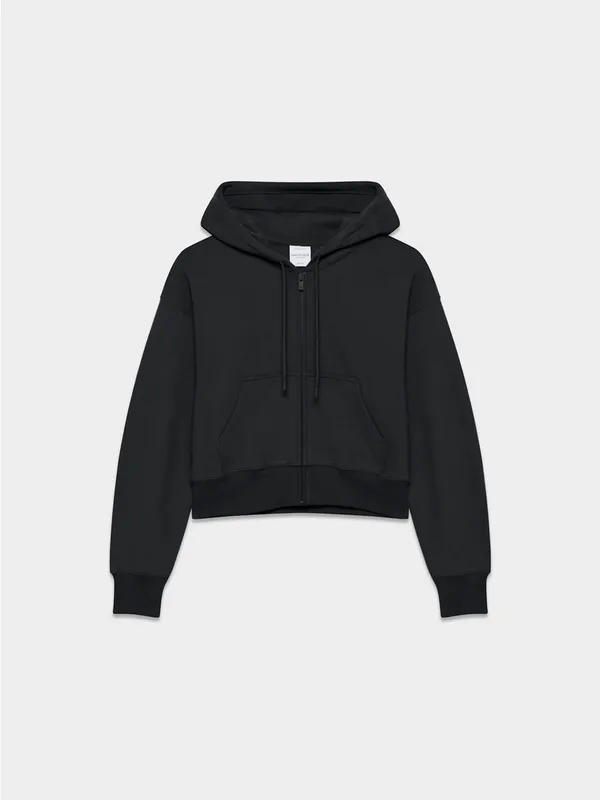 Aritzia Cozy Sweatfleece Boyfriend Boxy Zip Hoodie black relaxed fit size xl NWT - Image 5