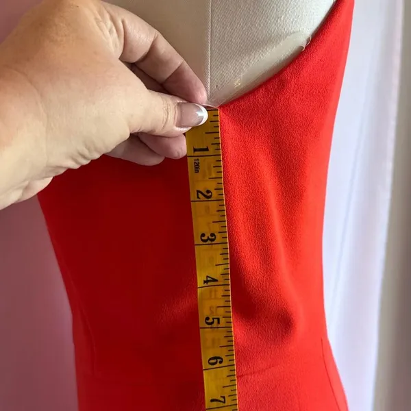 NWT‎ Jay Godfrey Red Coral lined high quality dress High front slit - Image 4