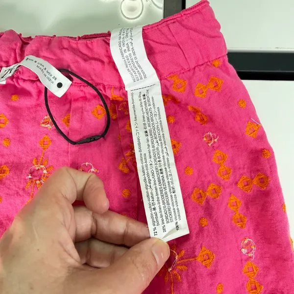 ✨ ZARA Fuchsia Pink Mirror Embroidered Shorts - Boho Festival High-Waisted Size S - Image 12